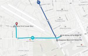 Map of the 86 bus line at Corsair Blvd.