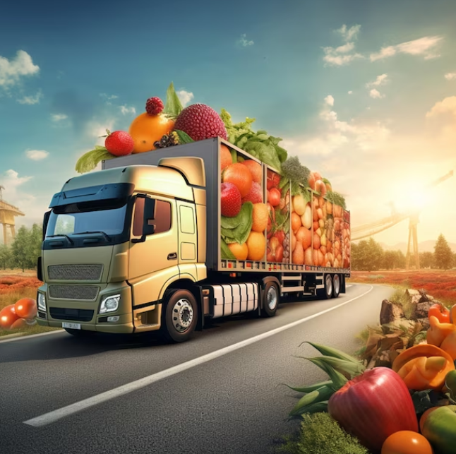 Image of a truck full of produce.